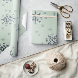 Vinter jul snöflingor Snö Grön Presentpapper
