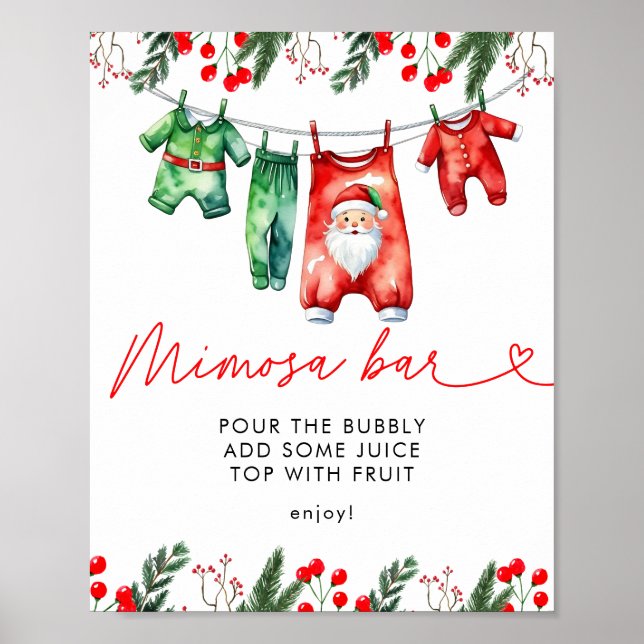Vinter jul tomte baby shower Mimosa bar Poster (Framsidan)