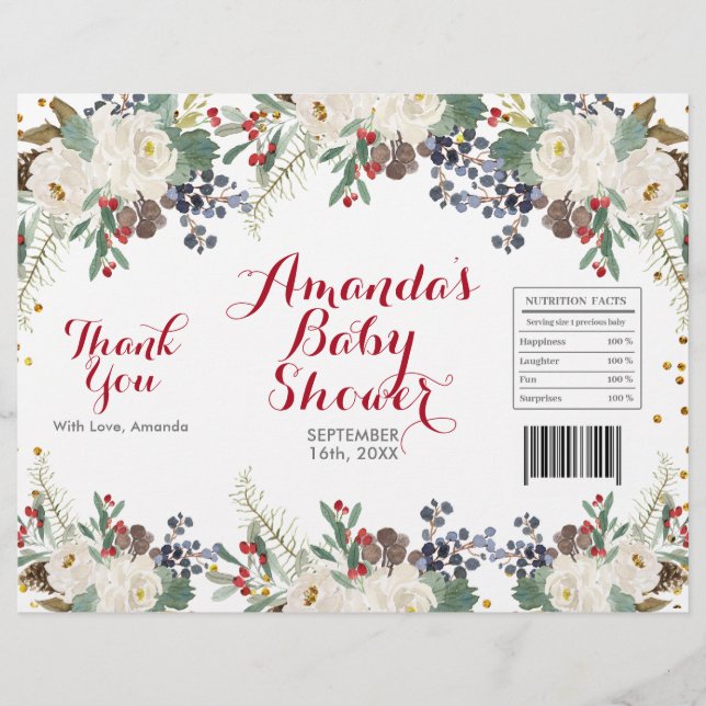 Vinter jul vit blomster chipspåse omslag reklamblad (Framsidan)