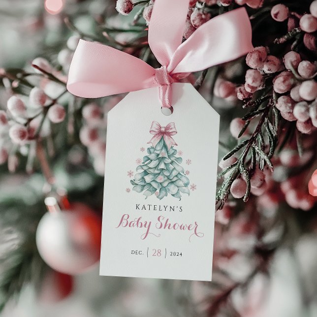 Vinter-julflicka, babyskor presentetikett (Skapare uppladdad)