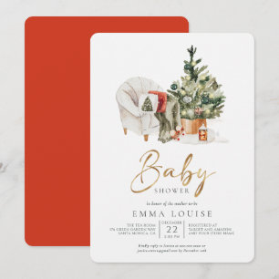 Vinter julgran Baby Shower Inbjudan
