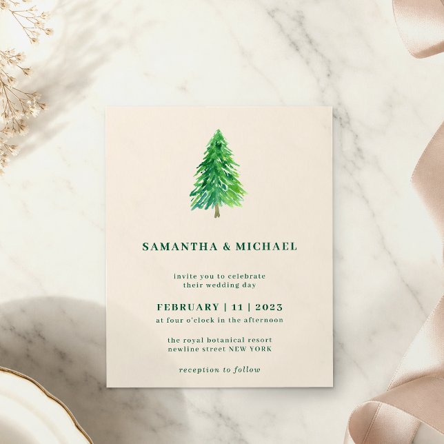 Vinter julgran | Enkel elegant bröllop Flygblad (Skapare uppladdad)