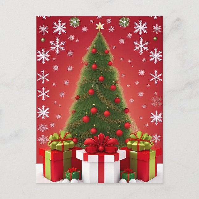 🎁 Vinter Julgran Snölandskap Festiv Vykort (Framsida)