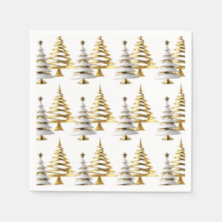 Vinter julgran vit guld höjdtema pappersservett