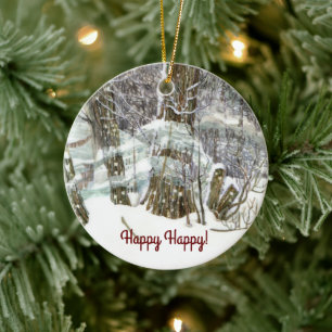 Vinter Julgransprydnad Keramik