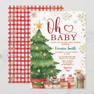 Vinter julklappsträd Baby Shower Snöflingor Inbjudningar