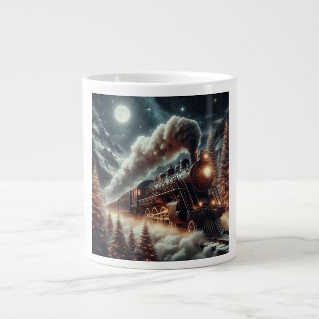 Vinter/julnatt tåg jumbo mugg (Framsidan)