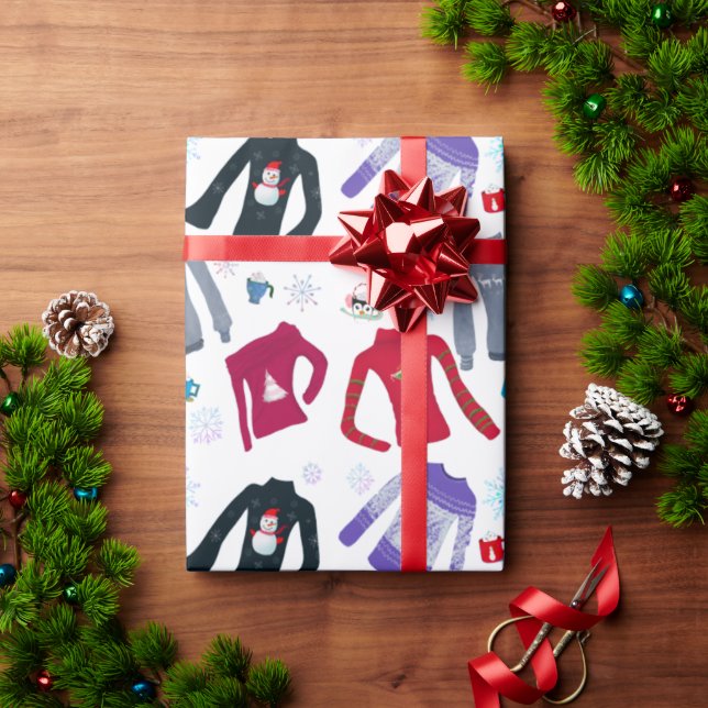 Vinter jultröjor och varma choklad presentpapper (Julgåva)