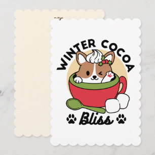 Vinter Kakao Lycka - Söt Hund i Mugg Design Julkort