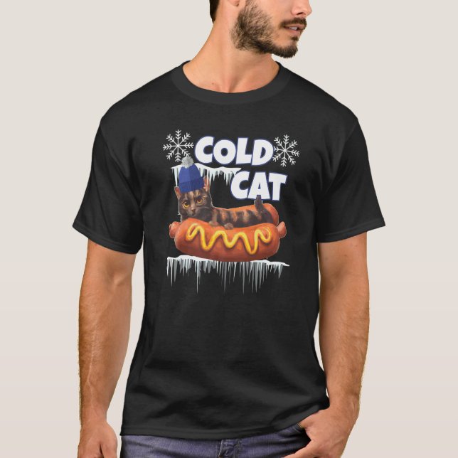 Vinter Kall Katt T Shirt (Framsida)