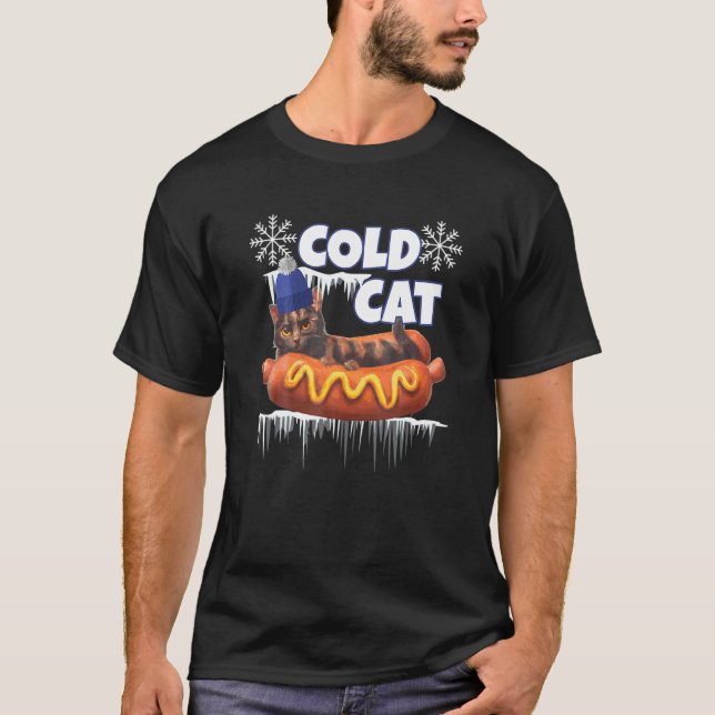 Vinter Kall Katt T Shirt (Framsida)