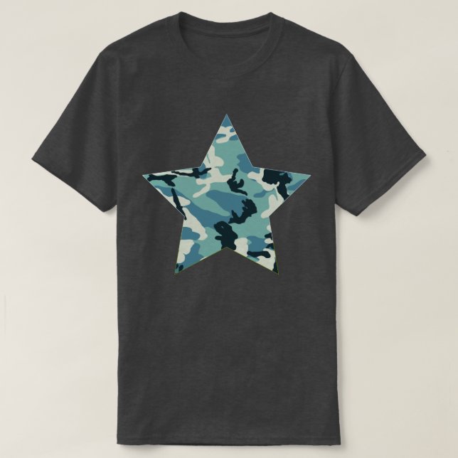 Vinter Kamouflage Mönster Stjärna T Shirt (Design framsida)