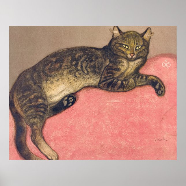 Vinter: Katt på en kudde av Theophile Steinlen Poster (Framsidan)
