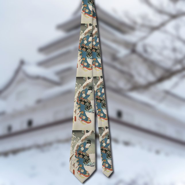 vinter kimono kvinna  -vintage japansk konst slips (Skapare uppladdad)