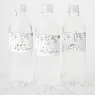 Vinter könsneutrala eukalyptus vattenflaskor etikett