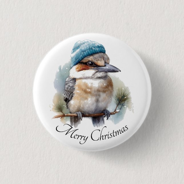 Vinter Kookaburra önskningar, anpassad Knapp (Framsida)