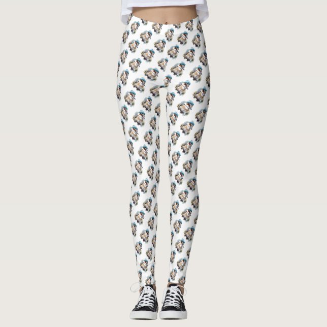 Vinter Kookaburra Önskningar, anpassad Leggings (Framsida)