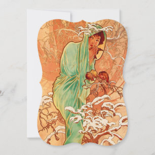 Vinter-kort för Alphonse Mucha Art nouveau