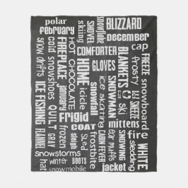 Vinter Kritskrift Collage Fleecefilt