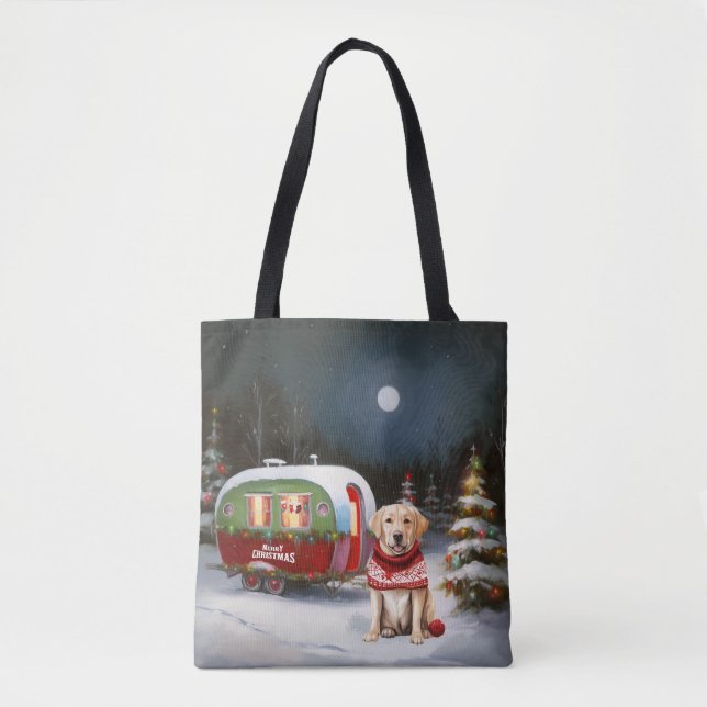 Vinter Labrador Caravan Juläventyr Tygkasse (Framsida)