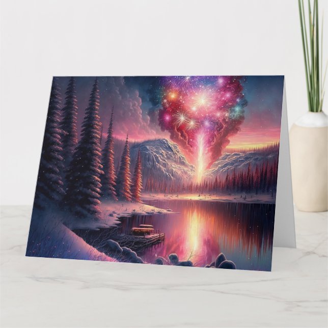 Vinter Lake Fyrverkerier Kort (Framsida)