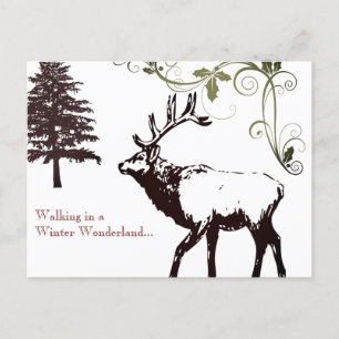 Vinter  Land Elk Woodland jul Helg Vykort