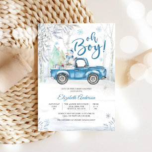 Vinter Lastbil Baby Shower Inbjudan