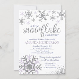 Vinter Lavendel Snöflinga Baby Shower Inbjudningar