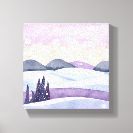 Vinter Lila Kullar Akvarell Canvastryck