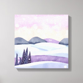Vinter Lila Kullar Akvarell Canvastryck