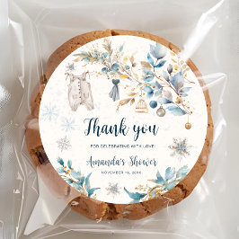 Vinter Lille Snöflinga Baby Shower Tack Runt Klistermärke