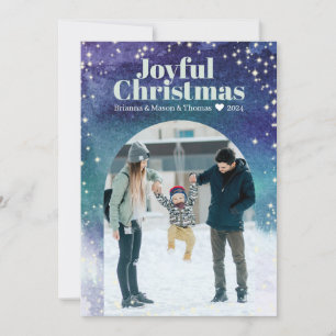 Vinter Ljus Starry Himlar Glatt julfoto Ho Julkort