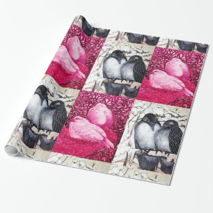 VINTER LOVE BIRDS OCH VITDOKUMENT I ROSA FUCHSIA PRESENTPAPPER
