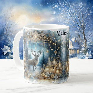 Vinter Magic Add Namn Buck Hjort julgåva Kaffemugg