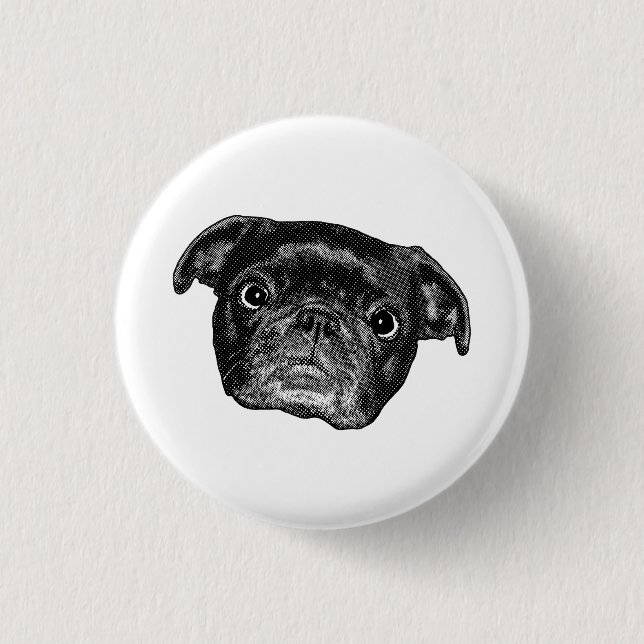 Vinter Manga Pug Magnet Knapp (Framsida)