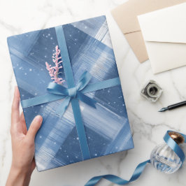 Vinter Marin Vit Snö Is Blå Rutigt Mönster Presentpapper