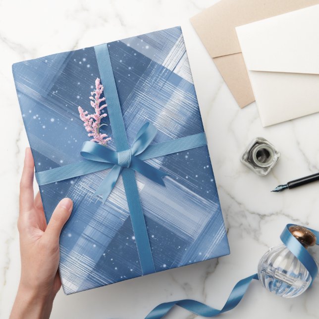 Vinter Marin Vit Snö Is Blå Rutigt Mönster Presentpapper (Gifting)