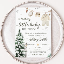 Vinter Merry Little Barnkläders Baby Shower Inbjudningar