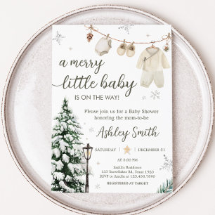 Vinter Merry Little Barnkläders Baby Shower Inbjudningar
