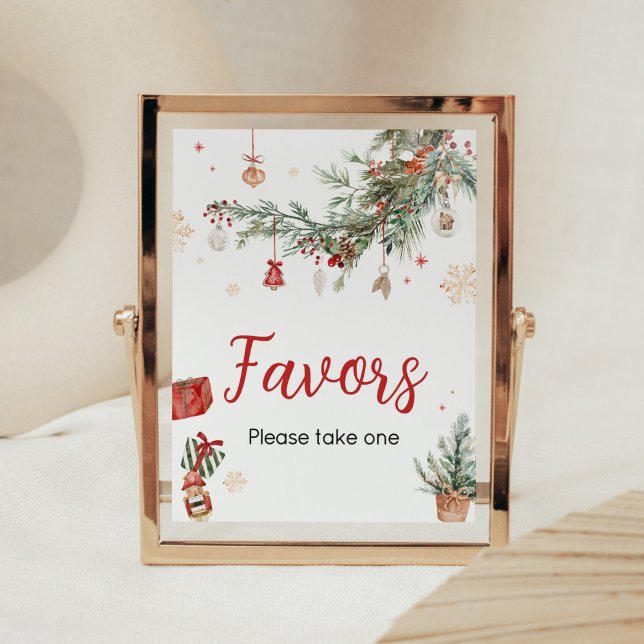 Vinter Merry Little jul Baby Shower Favors Poster (Merry Little Winter Christmas Baby Shower Favors Sign)