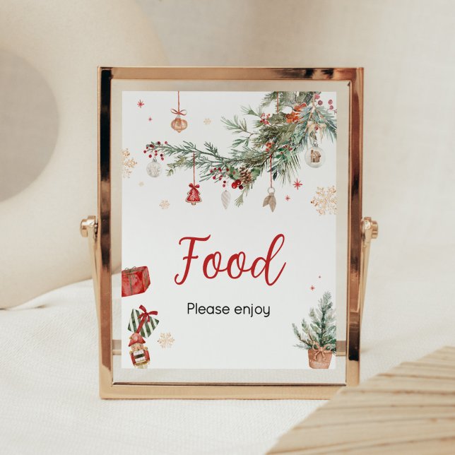 Vinter Merry Little jul Baby Shower Food Poster (Merry Little Winter Christmas Baby Shower Food Sign)