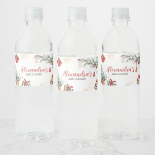 Vinter Merry Little jul Baby Shower Vattenflaskor Etikett