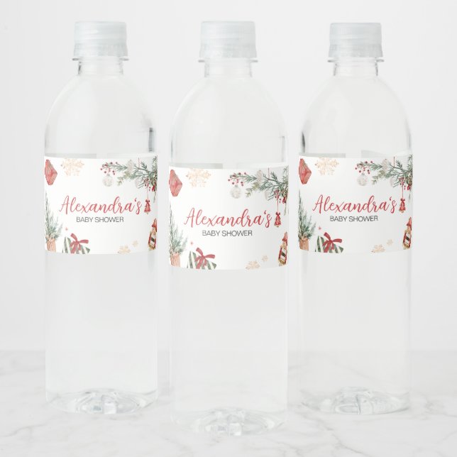 Vinter Merry Little jul Baby Shower Vattenflaskor Etikett (Flaskor)