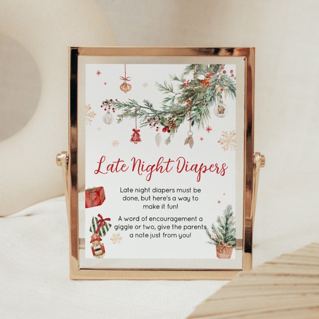 Vinter Merry Little jul Late Nattes Diables Poster (Merry Little Winter Christmas Baby Shower Late Night Diapers Sign)