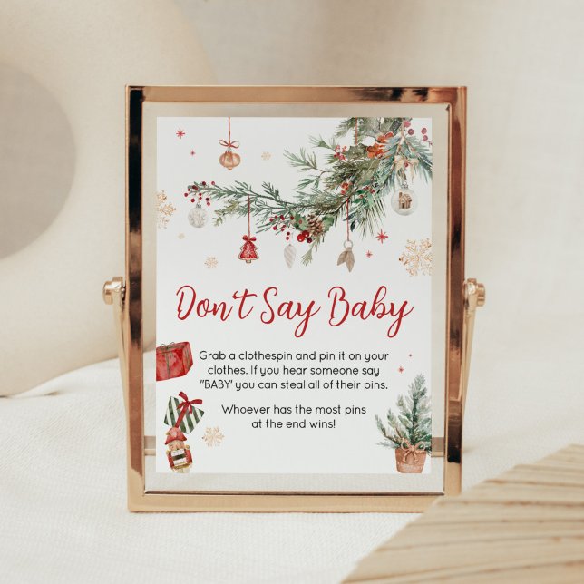 Vinter Merry Little jul Säg inte Baby Poster (Merry Little Winter Christmas Baby Shower Don't Say Baby Sign)