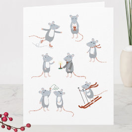 Vinter Mice Jul Helgdag Kort