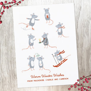 Vinter Mice Jul Helgdag Vykort