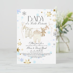 Vinter Mjuk Klädtork Baby Shower Inbjudningar