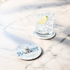 Vinter Modern Barly Wait Baby Shower Underlägg Papper Rund