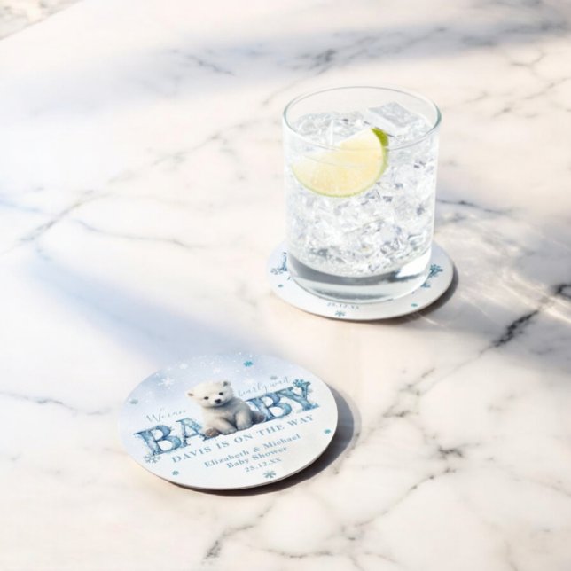 Vinter Modern Barly Wait Baby Shower Underlägg Papper Rund (Skapare uppladdad)